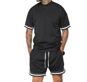 เซ็ต2ชิ้นสำหรับผู้ชายชุด2ชิ้นเสื้อแขนสั้นพิมพ์ลายพิมพ์ซับลิเมชันแบบลำลองสำหรับฤดูร้อนออกแบบได้ตามต้องการ - Product Image 1