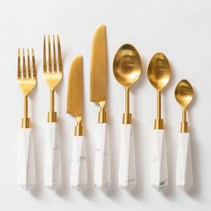 Juego de Cubiertos de acero inoxidable con logotipo personalizado, regalo de boda, espejo, cuchillo de cobre, cuchara, tenedor, juego de cubiertos de 4 piezas - Product Image 3