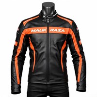 Jaket kulit sepeda motor tugas berat, tampilan antik tertekan, saku ritsleting, merek kustom tersedia