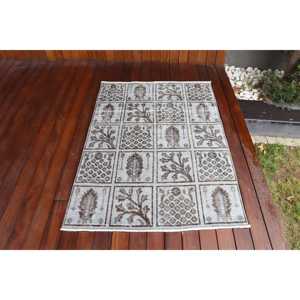 พรมวินเทจลายตุรกี ขนาด 3.3x4.6 ฟุต พรมขนสัตว์สีเทา - Product Image 1
