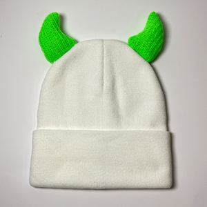 Custom Embroidery Logo Jacquard Winter Halloween Party Y2K Horn Knitted Curled Blank Beanie <b>Hat</b> - Product Image 6