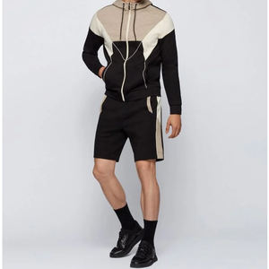 Sweat à capuche à motif uni coupe classique et ensemble de shorts confortables pour hommes caractéristiques de grande taille pour le style de rue d'été - Product Image 1