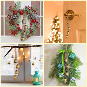Campanas navideñas doradas antiguas para colgar en la pared, decoración navideña elegante, adornos de campana festivos rústicos, decoración navideña perfecta - Product Image 5
