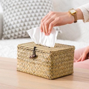 Fabricant vente en gros rectangle jonc de mer boîte à mouchoirs couvre naturel petit porte-serviettes en paille meilleure qualité - Product Image 4
