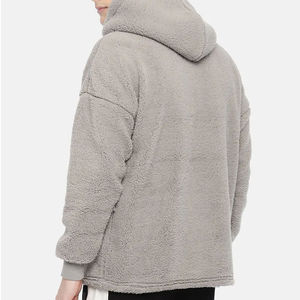 Sweat à capuche en polaire Sherpa pour hommes entièrement fait sur mesure pour l'hiver-Col à capuche populaire en tissu de flanelle tricoté solide avec teinture unie - Product Image 4