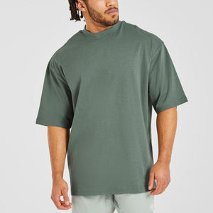 Venta al por mayor de alta calidad de algodón liso camiseta en blanco ligero de gran tamaño de impresión de logotipo personalizado de hombro caído Camiseta para los hombres - Product Image 5