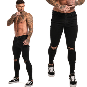 กางเกงยีนส์ผ้ายืดเข้ารูปของผู้ชายกางเกงยีนส์สีน้ำเงินกางเกงดีไซน์สวย - Product Image 1