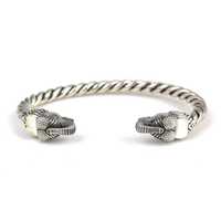 Bracelet torsadé en argent sterling 925 avec tête d'éléphant NUSRET |   Bijoux turcs faits à la main 28,63g