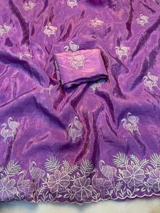 Sari C-Pallu de bordado múltiple con hermoso Sari de diseñador de Oro suave de calidad superior con hermoso - Product Image 4