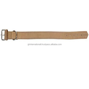 Collar de perro de cuero genuino acolchado y costuras en contraste con logotipo personalizado para mascotas pequeñas o medianas con accesorios de acero inoxidable - Product Image 5