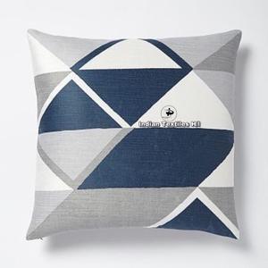 Kashmiri <b>Design</b> Wool Chain Stitched <b>Cushion</b> <b>Cover</b> Handmade Crewel Embroidery Geometric Vintage Style Decorative Throw Pillows - Product Image 2