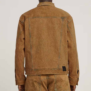 แจ็กเก็ตยีนส์ Trucker สไตล์วินเทจสีน้ำตาลเสื้อโค้ทผ้ายีนส์ย้อนยุคซักได้เสื้อโค้ทใส่ทำงานลำลองแนวสตรีทแจ็กเก็ตแฟชั่น - Product Image 6