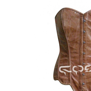 Corset Bustier à Double Armature en Acier Robuste 26, Rivets, Cuir Véritable Marron, Overbust, Sculptant, Haute Compression, Respirant - Product Image 4