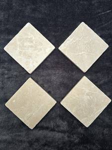 Ensemble de quatre sous-verres en marbre beige, antidérapants, en pierre - Product Image 4