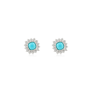 Boucles d'oreilles clous tendance en argent sterling 925 pur avec turquoise naturelle pour fêtes et mariages – Meilleures ventes - Product Image 1
