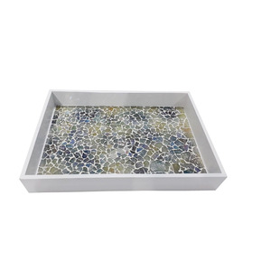 Juego de bandeja de servicio rectangular de decoración navideña de diseño personalizado de calidad superior arte de vidrio hecho a mano para el hogar cocina precio barato - Product Image 2