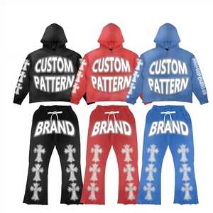 Conjunto de chándal de joggers de algodón para hombre, sudadera informal holgada y ropa deportiva de gimnasio con logotipo de diseño liso - Product Image 1