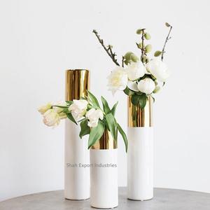 Vase à fleurs en métal fini deux tons nouveau design pour la maison salon mariage table porte-fleurs décoratifs - Product Image 6