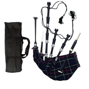 Expertly Crafted Royal Stewart <b>Tartan</b> Bagpipe With Rosewood Brown Detailing for Scottish Custom Made Black Rosewood Bagpipe - Product Image 5
