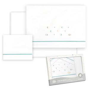 Juego de 3 Sábanas de Algodón 100% para Cuna, Modelo Estrella-Luna, Tejidas - Product Image 1