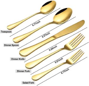 Laiton or acier inoxydable qualité 5 pièces ensembles de couverts couverts vaisselle haut à manger événements personnels assiette ensemble de couverts - Product Image 1