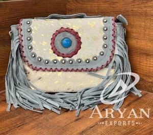 Bolsos con flecos de cuero de gamuza de piel metálica, bolsos cruzados con estilo occidental, superventas, bolsos de hombro para mujer - Product Image 1