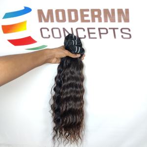 Vente en gros d'extensions de cheveux humains de temple indien vierge paquets de cheveux ondulés naturels bruts de couleur noire non traités à cuticule alignée - Product Image 6