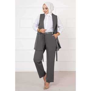 Ensemble de gilets gris à nouer sur le côté pour femme, accessoires de costume élégants - Product Image 1