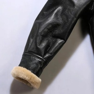 Buamadoir B3 Tiubh Geimhridh Seaicead Craiceann Caorach Fionnaidh Caitheamh Aimsire Lasmuigh Piolotach Fir Vestes pour hommes - Product Image 3