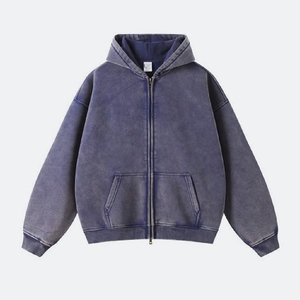 Sudaderas con Capucha de Felpa de Algodón Gruesas y Cálidas para Mujer, Estilo Vintage Lavado, con Cierre, Tejidas, Lavadas al Ácido, Etiqueta Privada, Talla 2XL - Product Image 6