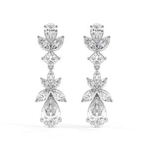 Boucles d'oreilles pendantes en forme de diamant coupe poire pour femme - Product Image 6