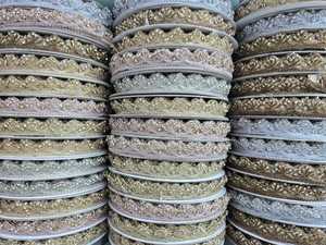 Nouveauté : dentelle en organza brodée métallique de luxe indienne de haute qualité, motif géométrique pour chaussures - Product Image 2