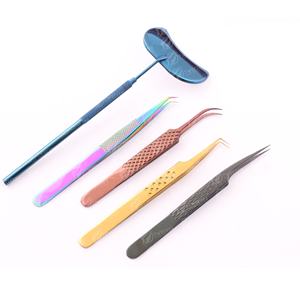 Ensemble de pinces à cils légères en acier inoxydable japonais multicolore disponible en angle personnalisé avec pointe pointue - Product Image 3