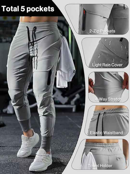 Men's High Rib Cargo Jogger Sweatpants Stay Cool Athletic Fitness Running Pants & Trousers