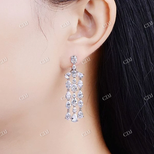 Magnifiques boucles d'oreilles pendantes en diamant 11,40 CTW clarté VVS, vente en gros, bijoux de luxe sur mesure en or blanc, nouvelle tendance - Product Image 4