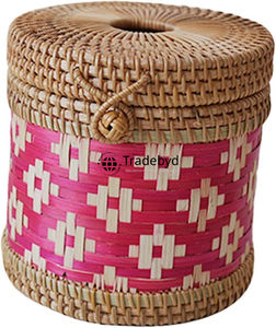 Moderno Porta Cajas de Pañuelos Decorativo Cuadrado de Ratán Premium Hecho a Mano con Grabado Tejido Tradebyd - Product Image 4