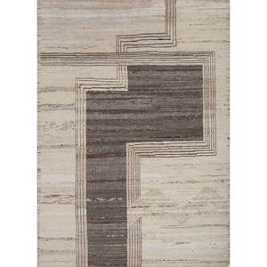Tapis en laine afghane noué à la main, motif géométrique rectangulaire, style Tabriz, 9x12, couleur ivoire, pour entrée, couloir, usage domestique - Re-1452 - Product Image 1