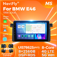 Radio Mobil Navifly Android 13 Layar QLED Kamera Panorama 360 untuk BMW E46 ADAS DVR Navigasi GPS Kipas Pendingin BT