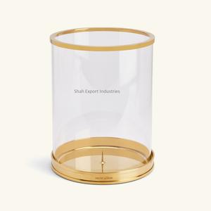 Bougeoir de table Hurricanes en métal/verre plaqué or pour la maison et la décoration d'éclairage de Noël - Product Image 3