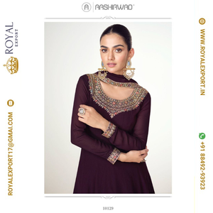 Fabricante de colecciones de Trajes cosidos de tamaño libre Georgette Real exclusivo de lanzamiento por Royal Export en Surat Gujarat - Product Image 5