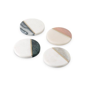Handmade New Design <b>White</b> and Grey Marble Tea <b>Coaster</b> Table Top Coffee Mat Manufacturer - Product Image 1