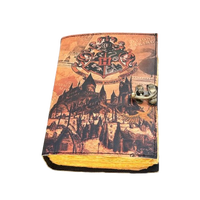 Journal artisanal vintage en cuir véritable avec impression Château de Poudlard, carnet de sorts, livre de magie vierge, Grimoire de sorcier, cadeau de remise de diplôme