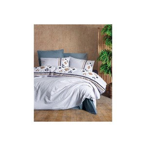 Juego de Funda Nórdica Doble Bordada de Algodón 100% Stesso Gris King Size con Patrón Geométrico Cálido de Invierno para Cama de Hogar - Product Image 1