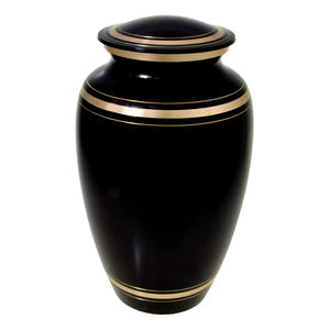 Venta caliente Premium acabado negro curvas doradas urna de cremación de Metal para cenizas humanas adultas suministros funerarios tarro conmemorativo - Product Image 1