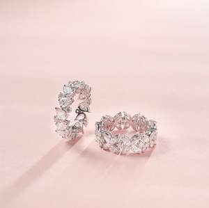 SHIVPATH Floral Leaf Design Eternity Wedding Band Moissanite Diamond avec Marquise et Poire Cut Fine Rings pour Fiançailles - Product Image 2