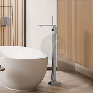 Grifos de acero inoxidable para bañera de montaje en suelo con interruptor desviador de agua - Product Image 3