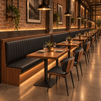 Ensemble de meubles de restaurant commercial, tables à manger en bois de noyer, chaises à manger rembourrées, structure en métal pour café, bistrot, hôtel