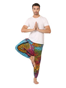 Pantalon de jogging en toile 100% coton écologique pour hommes, taille libre, léger, taille haute, ample, couleur foncée, pantalon plat devant - Product Image 2