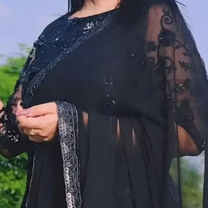 Sari traditionnel de luxe de créateur, pour événements formels, célébrations, tenue de soirée, longueur au sol, en géorgette de polyester infroissable - Product Image 6