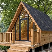 Maison préfabriquée en bois avec toit en verre en forme de A, sur mesure, pour complexe hôtelier